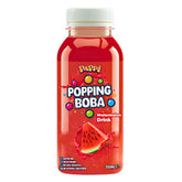 Pappi - Popping Boba Watermelon Drink – 350ml features a vibrant red label, playful bubble graphics, a watermelon slice design, and bursting boba for a refreshing flavor with every sip.